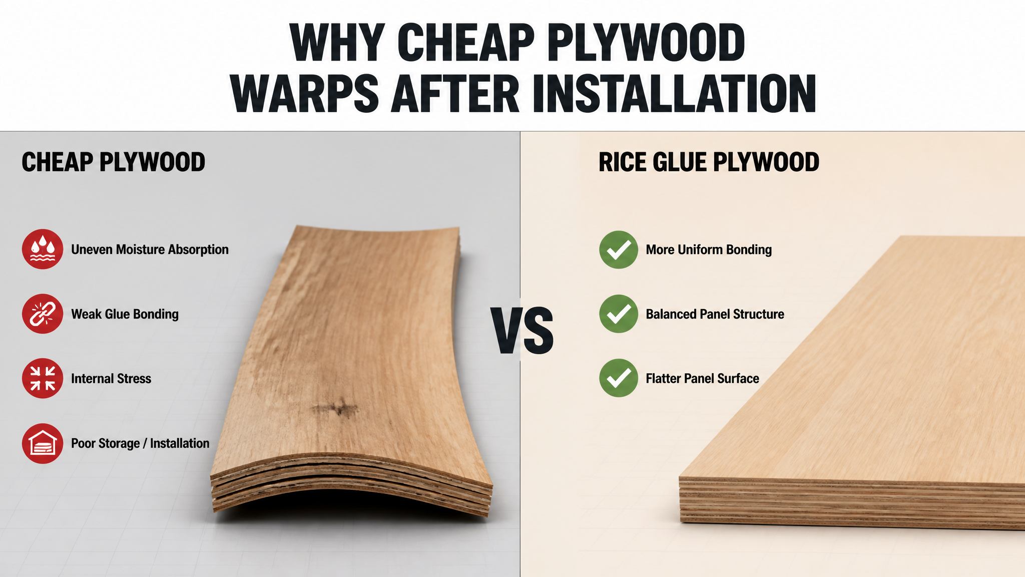 Glutinous rice plywood VS other plywood