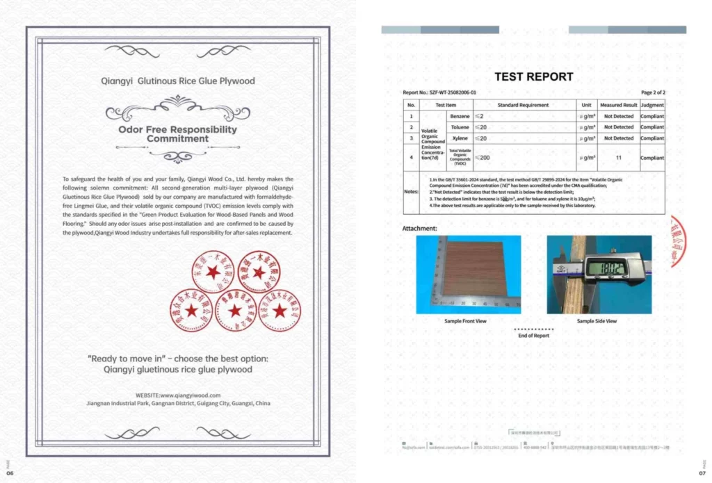 Test report of Odor Free Responsibility SZF-WT-25082006-01