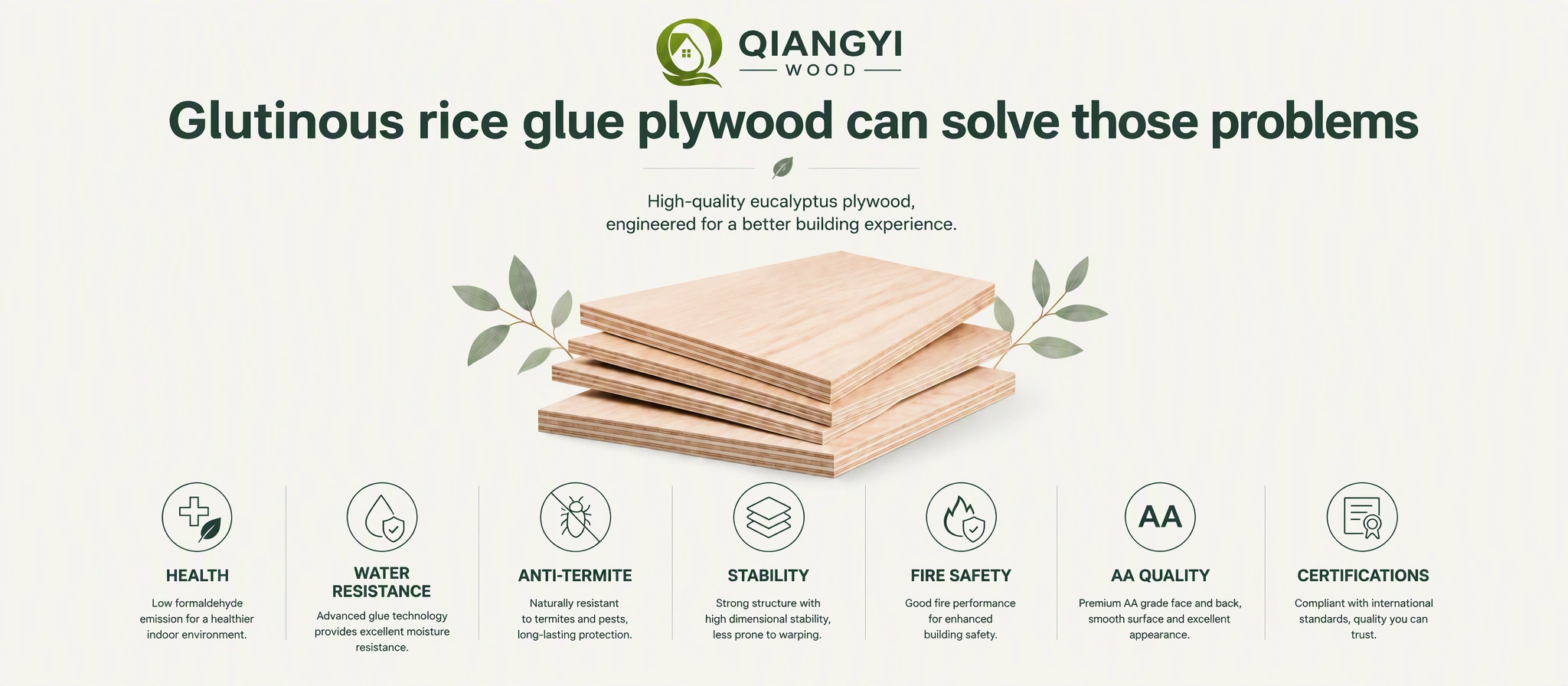 ENF eucalyptus core glutinous rice glue plywood – formaldehyde-free, waterproof plywood for cabinet doors